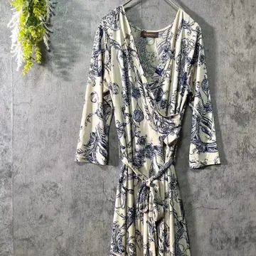 그라 마스터 긴팔 원피스 무릎 기장 보태니컬 무늬 카슈쿨 올 패턴 한국제