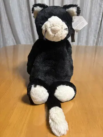 블랙 화이트 고양이 봉제 인형 약 30cm