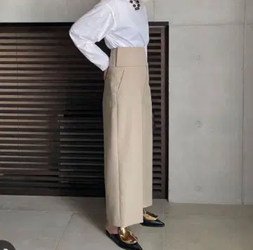 로헨 와이드 벨트 스트레이트 팬츠 베이지 36