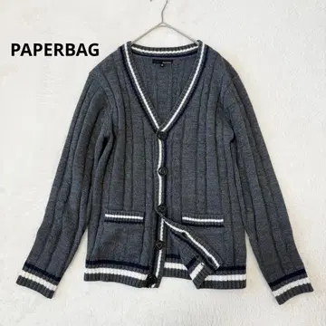 페이퍼백 니트 가디건 V넥 남성용 M 그레이 새상품급 겉옷