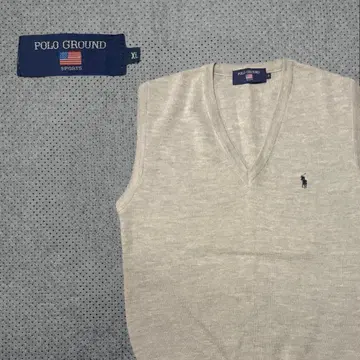 POLO GROUND 남성용 V넥 베스트 그레이
