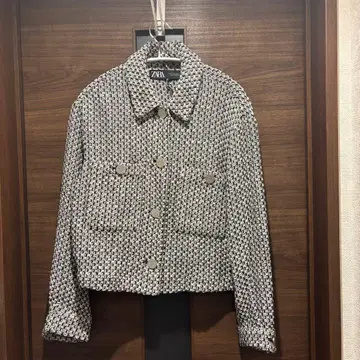 ZARA 트위드 자켓 화이트 블랙 EUR 5