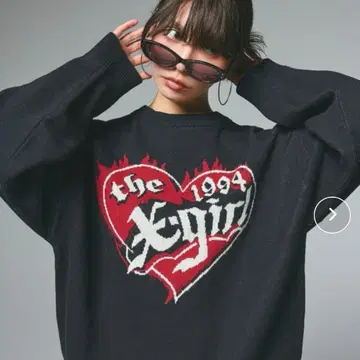 x-girl HEART LOGO 자카드 니트 탑