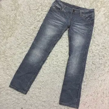 OZOC 데님 팬츠 스트레이트 청바지 스트라이프 패턴 캐주얼