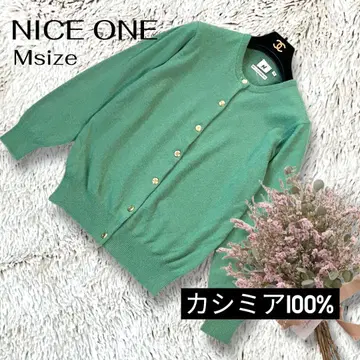 캐시미어 100% 니트 가디건 M 민트 그린 골드 버튼 999E