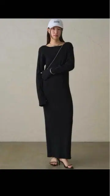 새상품급 라운지 드레스 리브 니트 원피스 블랙 M