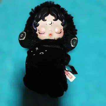 블랙 봉제 인형 별과 달 무늬