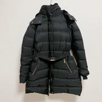 ZARA 자라 L 블랙 벨트 포함 다운 코트 롱 퍼 골드