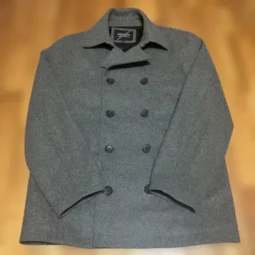 UNITED AVIATION 그레이 더블 브레스트 피 코트 L