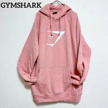 GYMSHARK 헬스장 샤크 핑크 후드 부착 후드티 로고 [ M ]