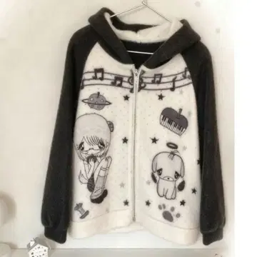 애니메이션 캐릭터 플리스 후드티 Y2K 우라하라계 고딕