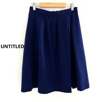 UNTITLED 울 100% 네이비 플레어 스커트 M 여성용