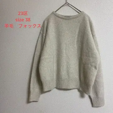 [새상품] 23구 38 아이보리 니트 양모 폭스 크루넥 스웨터