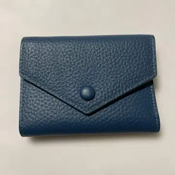 블루 슈링크 가죽 3단 폴더형 지갑