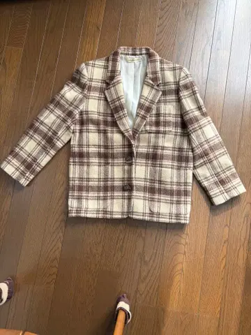 브라운 체크 테일러드 자켓