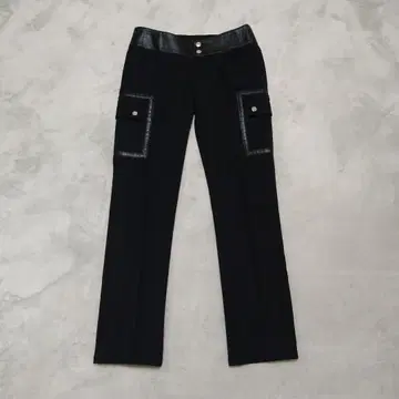 DAKS 닥스 블랙 x 가죽 소가죽 팬츠 레어 디자인 38