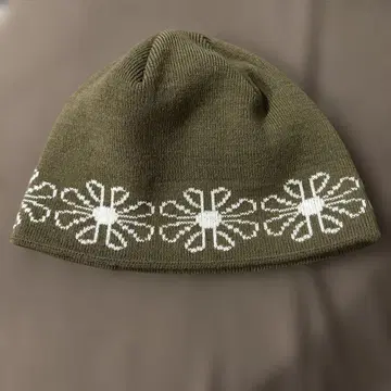 올리브 그린 비니 눈꽃송이 자수
