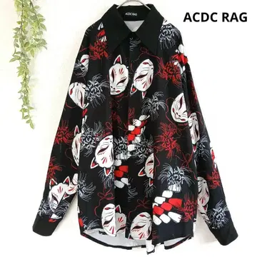 ACDC 피안화 여우 셔츠 일본풍 일본풍 패턴 일본 기념품 오버 사이즈