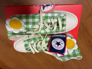 컨버스 스니커즈 하이컷 플라워 패치 깅엄 체크 22cm