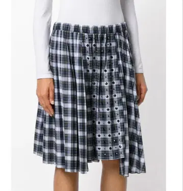 누메로벤투노 플리츠 스커트 체크 비쥬 비즈 그린 36