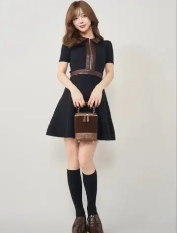 Darich 로고 가죽 니트 미니 원피스