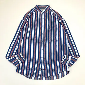 ARIZONA 애리조나 00s 멀티 스트라이프 밴드 카라 데님 셔츠