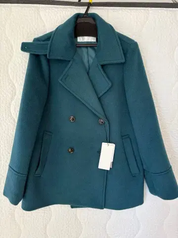 [택 포함 새상품] index 울 혼방 스탠 칼라 P 코트 그린