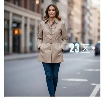 [새상품급] 23구 트렌치코트 베이지 허리 벨트 포함 고급 깔끔함