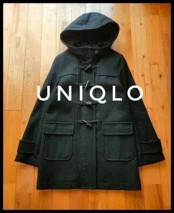새상품급 UNIQLO 울 더플 코트 블랙 M 수험 아우터