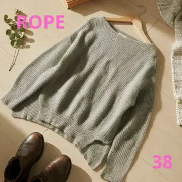 ROPE 모헤어 니트 푹신한 울 혼방 내추럴 보트넥 라메 믹스