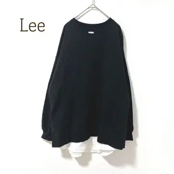 Lee 레이어드 스타일 맨투맨 콜라보 블랙 코튼 M 로고