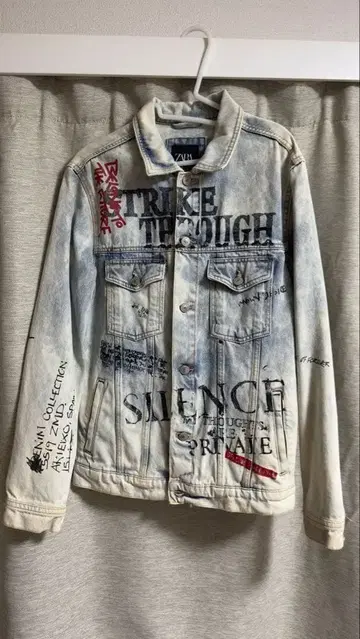 ZARA 그래픽 디자인 데님 자켓 USA 사이즈 S