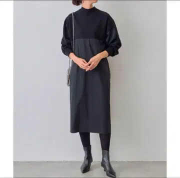 비어즐리 모크넥 니트 콤비 원피스