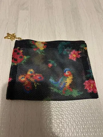 컬러풀 꽃 새 디자인 메쉬 파우치