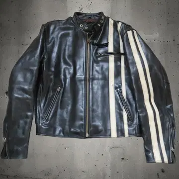 Wind Armor 가죽 싱글 라이더 자켓 스트라이프 디자인