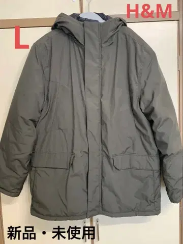 올리브 그린 다운 자켓 후드 부착