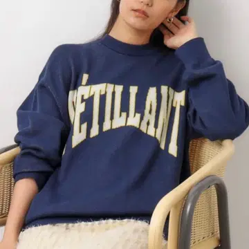 오페크 도트 클립 로고 니트 네이비