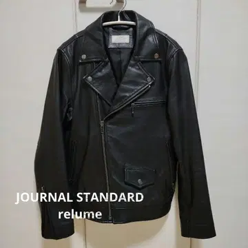 relume 블랙 가죽 더블 라이더 자켓