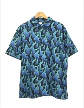 ZARA 반팔 셔츠 파이어 패턴 셔츠