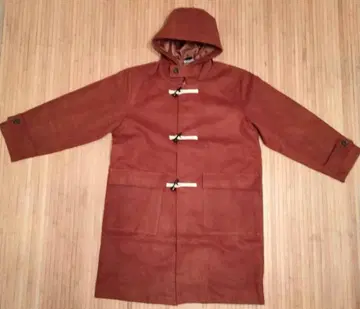 브라운 더플 코트 후드 부착