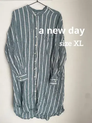 a new day XL 스트라이프 셔츠 원피스 구제 의류 내추럴