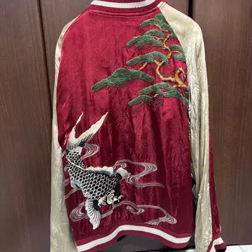 화월악단 잉어 스카잔 자수 스카잔 80s 레드 블랙 레이온