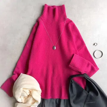 새상품급 LE PHIL 르필 // 캐시미어 100% 터틀 니트 핑크