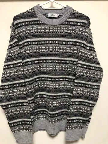 gim 1965 그레이 계열 기하학 패턴 니트 M