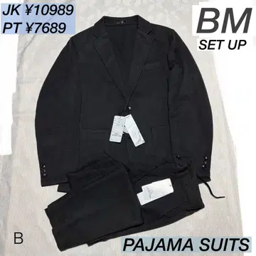 아오키 비슈 울 블렌드 파자마 수트 BM 차콜 와플 저리 상하의