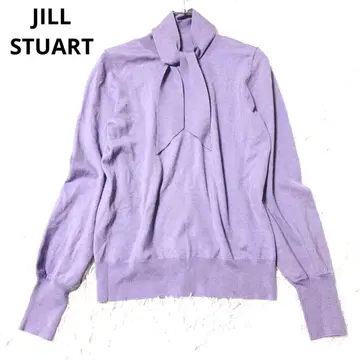 질스튜어트 긴팔 니트 풀오버 스웨터 실크 혼방 고급 포인트 컬러