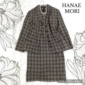 레어 HANAE MORI 트위드 셋업 원피스 실크