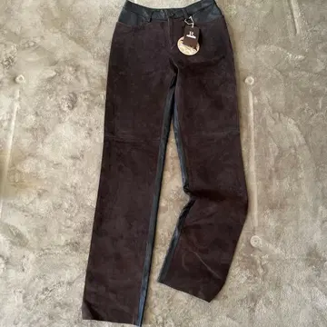 새상품 택 포함 R n&m works 투컬러 팬츠 스웨이드 가죽 개성적