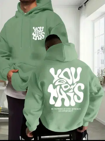 민트 그린 후드티