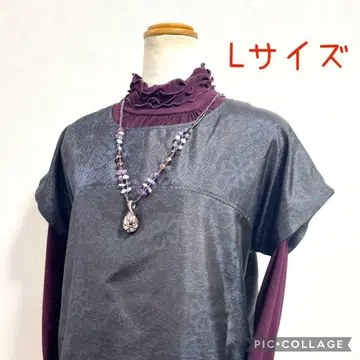 기모노 리메이크 No.3173 L 사이즈 오시마 명주 프렌치 슬리브 튜닉